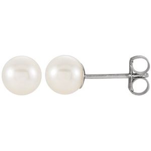 14K White Cultured White Freshwater Pearl Earrings