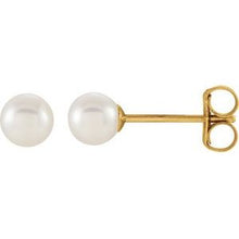 14K Yellow Cultured White Freshwater Pearl Earrings 1605:103:P