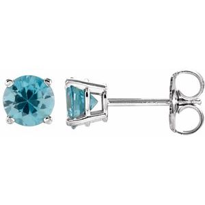 14K White 5 mm Natural Blue Zircon Stud Earrings 1874:70130:P