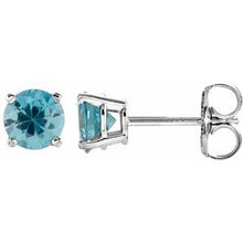 Sterling Silver 6 mm Natural Blue Zircon Stud Earrings 1874:70658:P