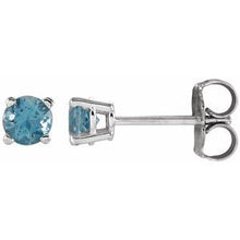 14K White 4 mm Natural Swiss Blue Topaz Stud Earrings 1874:70110:P