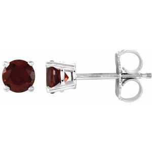 14K White 4 mm Natural Mozambique Garnet Stud Earrings 1874:70122:P