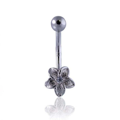 14k White Gold Curve Flower Piercing