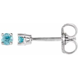 14K White 2.5 mm Natural Blue Zircon Stud Earrings 1874:70126:P