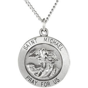 Sterling Silver St. Michael Medal 24" Necklace R5052:104217:P