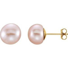 14K Yellow 8-9 mm Cultured Pink Freshwater Pearl Earrings 651659:115:P