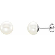 Sterling Silver 8-9 mm Cultured White Freshwater Button Pearl Earrings 651659:131:P