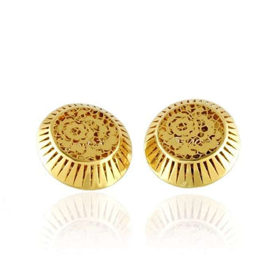 18k Yellow Gold Round Earrings