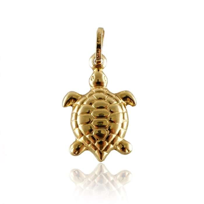 14k Yellow Gold Little Turtle Pendant