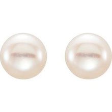 14K Yellow 5-6 mm Cultured White Freshwater Button Pearl Earrings 651659:100:P