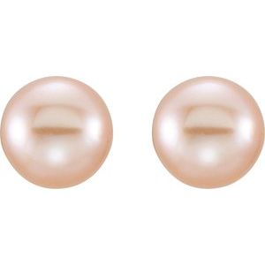 14K Yellow 5-6 mm Cultured Pink Freshwater Pearl Earrings 651659:101:P