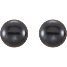 14K Yellow 5-6 mm Cultured Black Freshwater Button Pearl Earrings 651659:102:P