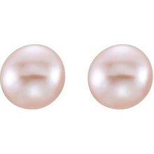 14K Yellow 8-9 mm Cultured Pink Freshwater Pearl Earrings 651659:115:P