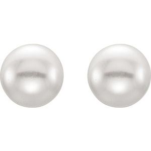 Sterling Silver 6-7 mm Cultured Black Freshwater Button Pearl Earrings 651659:120:P