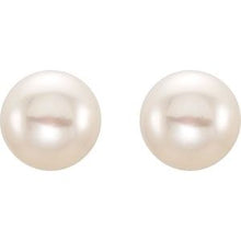 14K Yellow 8-9 mm Cultured White Freshwater Button Pearl Earrings 651659:112:P