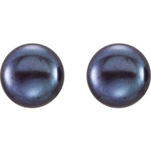 Sterling Silver 8-9 mm Cultured Black Freshwater Button Pearl Earrings 651659:128:P