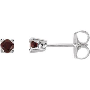 14K White 3 mm Natural Mozambique Garnet Earrings 68619:110:P
