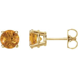 14K Yellow 6 mm Natural Citrine Earrings 68619:109:P