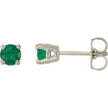 14K White 4 mm Lab-Grown Emerald Earrings 68619:124:P