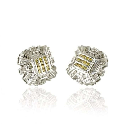 14k White Gold Diamond Square Earrings