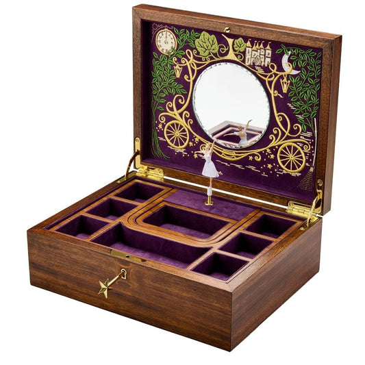Ballet Musical Jewellery Box - Cinderella Walnut Wood 190017