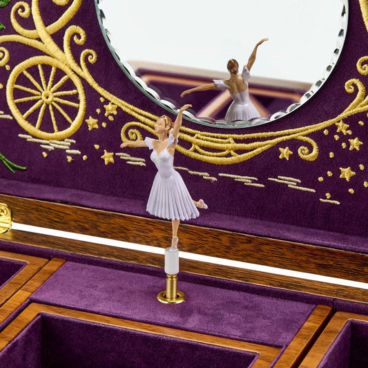 Ballet Musical Jewellery Box - Cinderella Walnut Wood 190017