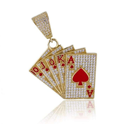 10k Gold CZ Pack of Cards Pendant