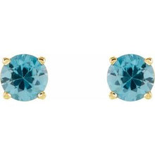 14K Yellow 5 mm Natural Blue Zircon Stud Earrings 1874:70131:P
