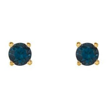 14K Yellow 4 mm Natural London Blue Topaz Stud Earrings 1874:70115:P