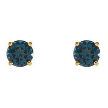 14K Yellow 5 mm Natural London Blue Topaz Stud Earrings 1874:70117:P