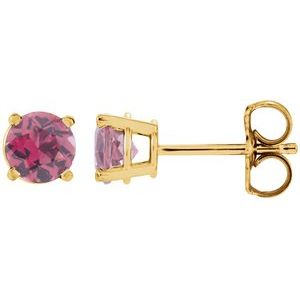 14K Yellow 2.5 mm Natural Pink Tourmaline Stud Earrings 1874:70097:P