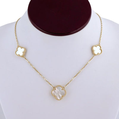 14k Gold White Flower Necklace