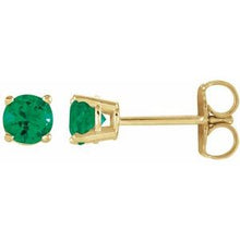14K Yellow 4 mm Lab-Grown Emerald Stud Earrings 1874:70174:P