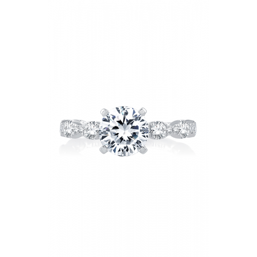 A.Jaffe Engagement Rings Four Prong Diamond Engagement Ring with Scalloped Band ME2303Q/170