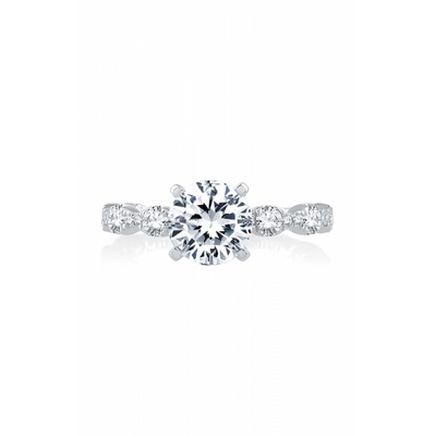 A.Jaffe Engagement Rings Four Prong Diamond Engagement Ring with Scalloped Band ME2303Q/170