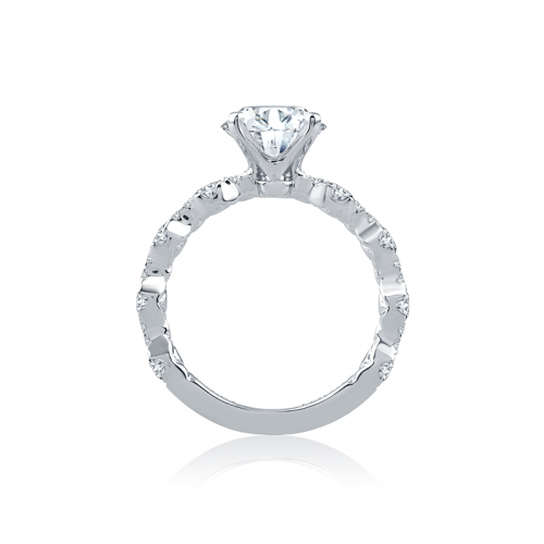 A.Jaffe Engagement Rings Four Prong Diamond Engagement Ring with Scalloped Band ME2303Q/170