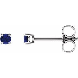 14K White 2.5 mm Natural Blue Sapphire Stud Earrings 1874:70016:P