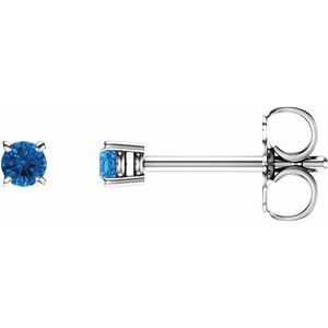 14K White 2.5 mm Natural Swiss Blue Topaz Stud Earrings 1874:70108:P