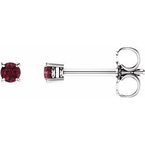 14K White 2.5 mm Natural Mozambique Garnet Stud Earrings 1874:70120:P