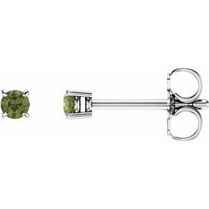 14K White 2.5 mm Natural Peridot Stud Earrings