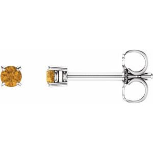 14K White 2.5 mm Natural Citrine Stud Earrings 1874:70144:P