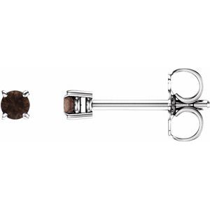 14K White 2.5 mm Natural Smoky Quartz Stud Earrings 1874:70162:P