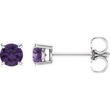 14K White 4 mm Natural Amethyst Stud Earrings 1874:70010:P