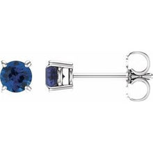 14K White 4 mm Natural Blue Sapphire Stud Earrings 1874:70017:P