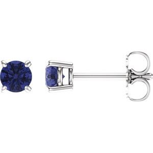 14K White 4 mm Natural Tanzanite Stud Earrings 1874:70019:P