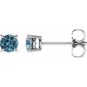 14K White 4 mm Natural Sky Blue Topaz Stud Earrings 1874:70104:P