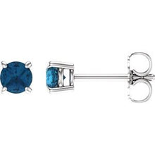14K White 4 mm Natural London Blue Topaz Stud Earrings 1874:70114:P