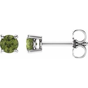 14K White 4 mm Natural Peridot Stud Earrings 1874:70140:P
