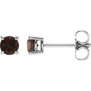 14K White 4 mm Natural Smoky Quartz Stud Earrings 1874:70164:P