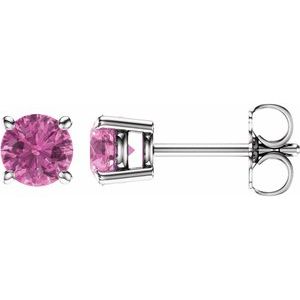 14K White 5 mm Natural Pink Sapphire Stud Earrings 1874:70004:P